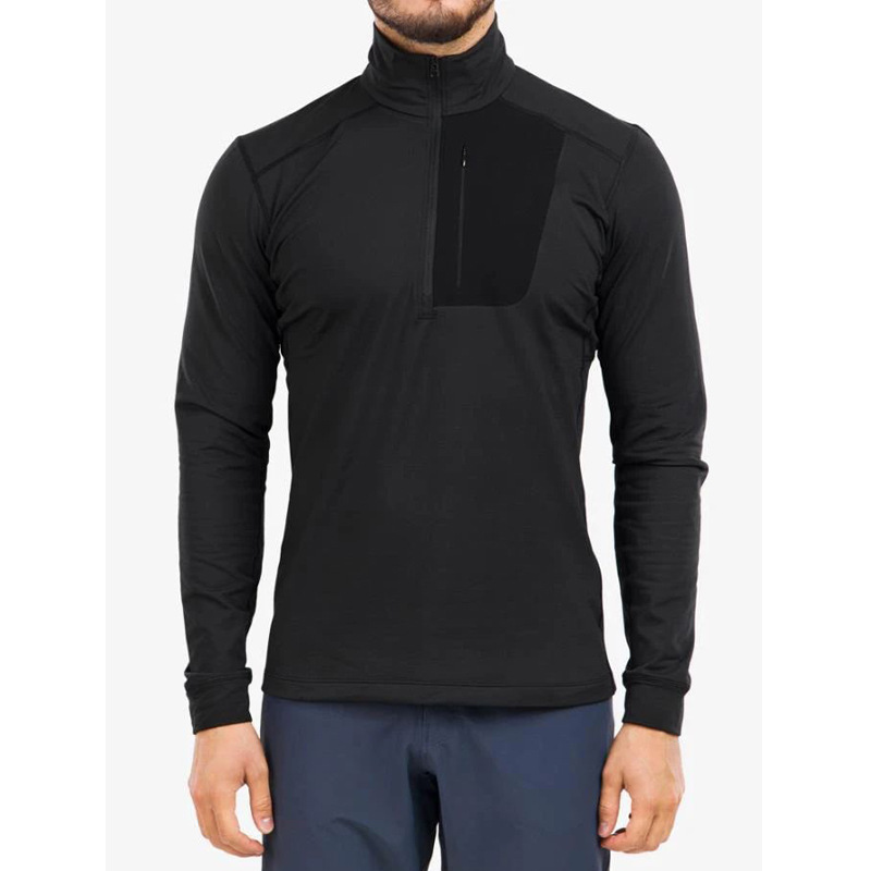 Tangjia Men's and Women's Outdoor Sports Moisture-Absorbent Quick-Drying Fleece Thermal Intimates Half-Zip Stand-Up Collar Pullover Lightweight Base Layer