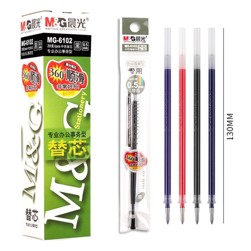Morning Light 6102 Pen Refill 0.5 Universal Gel Pen Refill with Cap, Suitable for Business, Office, and Students, Smooth Writing Core