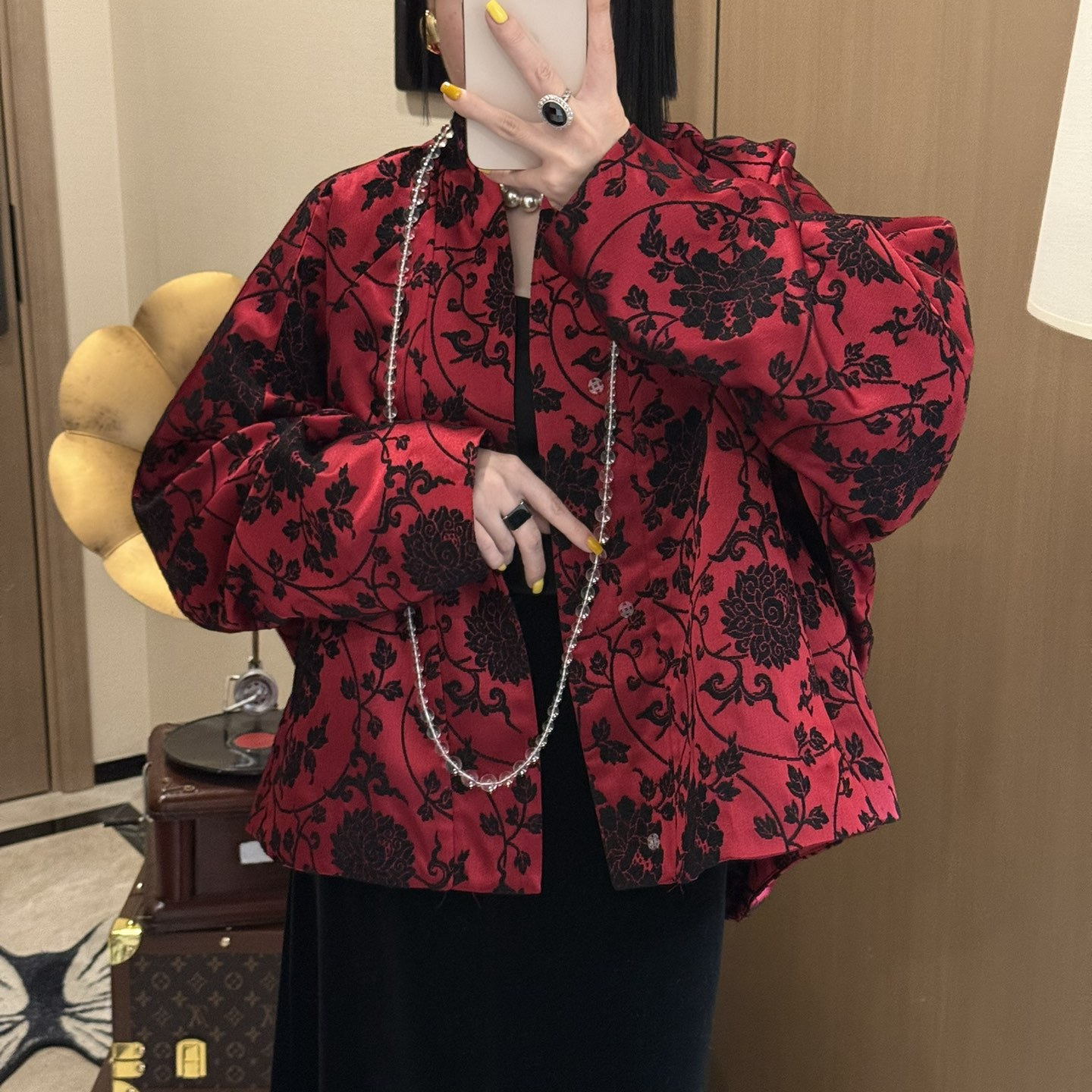 三色齐发冬季南油款人丝漳缎外套复古新中式国风对襟开衫唐装上衣