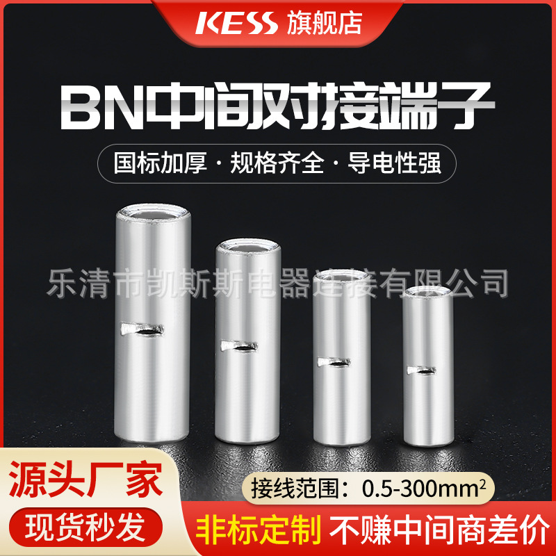 紫铜加厚BN0.75/1.25/2/3.5/5.5/8/14/22中间对接端子电线连接器