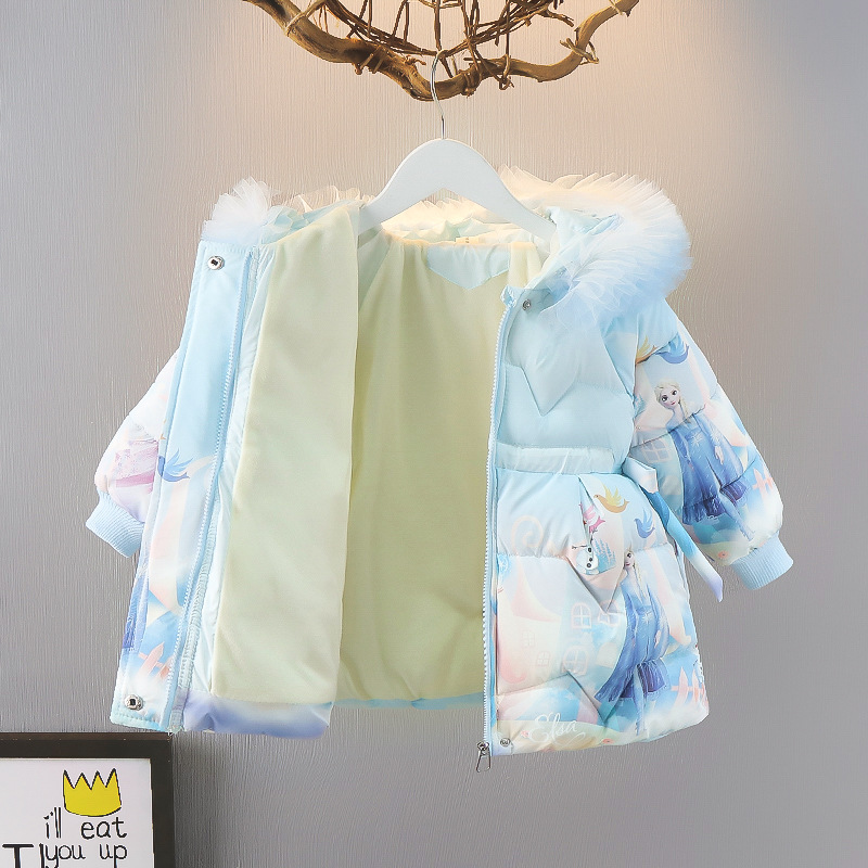 Ropa para niños al por mayor de invierno para niñas congeladas Aisha abrigo forrado de algodón acolchado Chaqueta acolchada de algodón Aisha engrosada para nuevas niñas