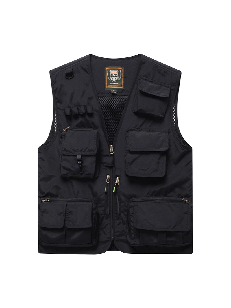 Chaleco de herramientas de bolsillo masculino equipo delgado al aire libre chaleco transpirable de hombro deportivo de tamaño grande se puede imprimir LOGO