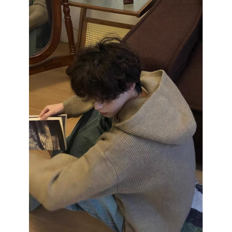 2024 nuevo overcoat de punto de cuello redondo de tendencia masculina de otoño y invierno de tamaño grande suéter de alto nivel de viento perezoso