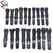 特殊接口系列 适用咔西欧黑色塑胶PU电子表替换手表带 凹口/凸口