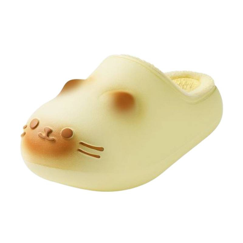 Warme, met fleece gevoerde EVA-pantoffels voor buiten, super schattige kitten pantoffels voor binnen en herfst/winter, antislip, waterdicht, katoen._voghion.com