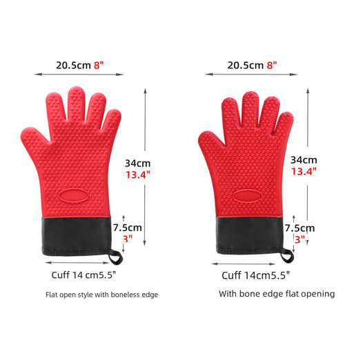 Amazon best-selling long heart-shaped five-finger heat-insulating silicone high-temperature household kitchen oven gloves wholesale