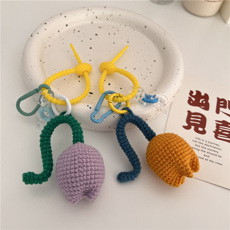 11281 Hand-knitted tulip pendant, women's fresh bag, keychain pendant, schoolbag accessory, Japanese and Korean style for girls Specification drawing