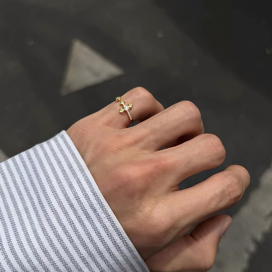 S925 Sterling Silver Cross Flower Ring Unisex