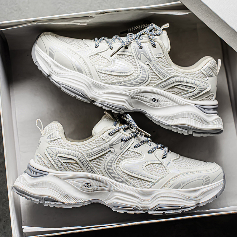 Zapatos de verano para hombres, nuevos zapatos de malla transpirables, zapatos deportivos para hombres, zapatos casuales de plataforma de todo fósforo, zapatos de papá para correr