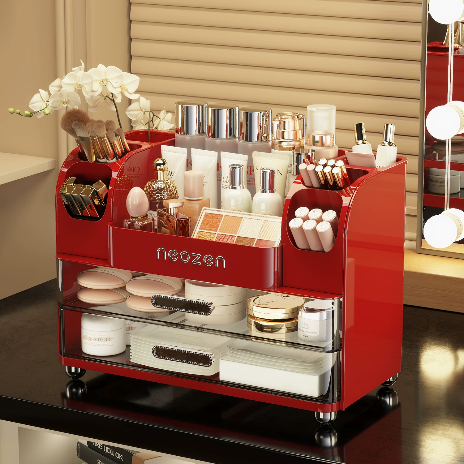 Table storage box, makeup box, dressing table, storage system, high-quality style