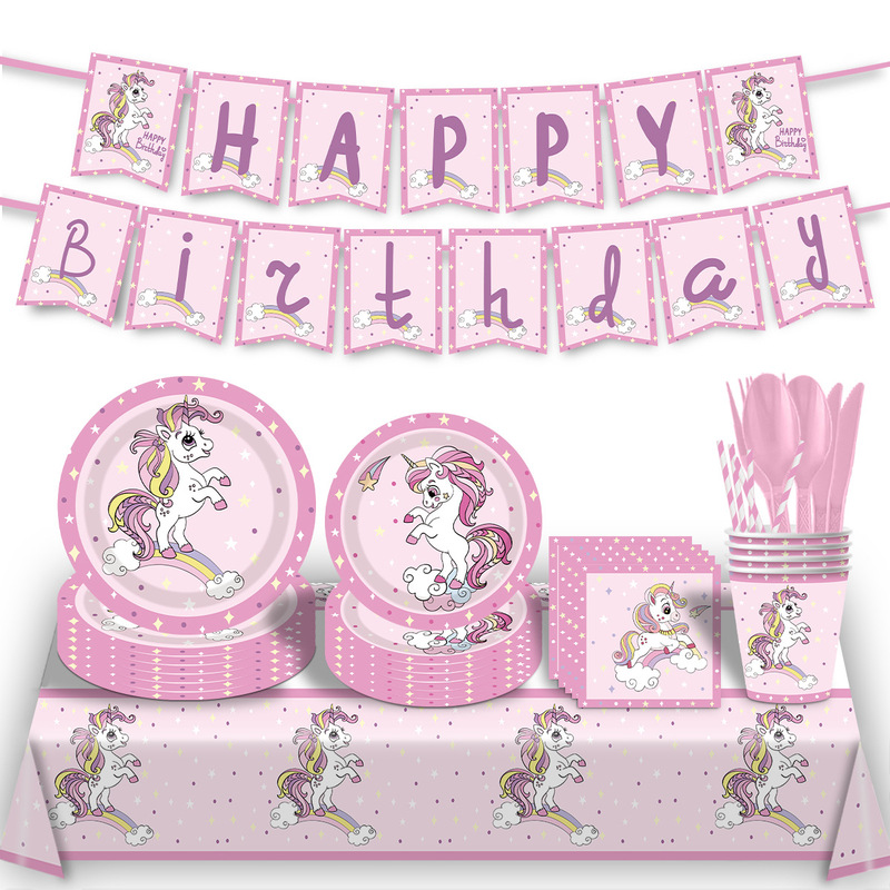 New Unicorn Theme Birthday Party Decoration Disposable Paper Cup Paper Plate Paper Towel Tableware Tableware suit New Unicorn Theme Birthday Party Decoration Disposable Paper Cup Paper Plate Paper Towel Tableware Tableware suit