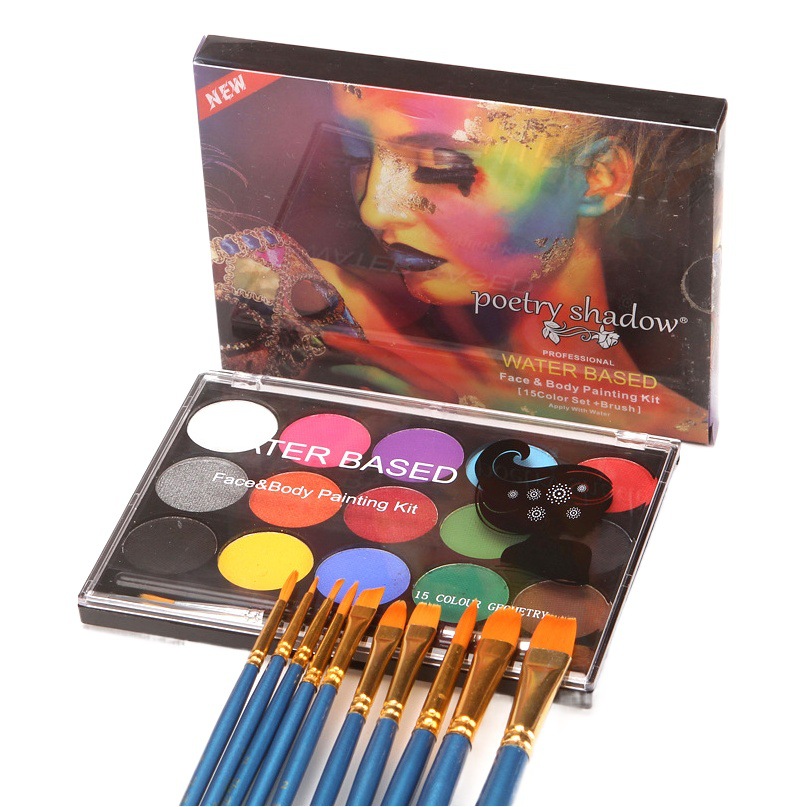 Copa del mundo color de la cara 15 colores color de la cara a base de agua halloween pintado pintura de la cara plantilla de maquillaje crema corporal color de aceite