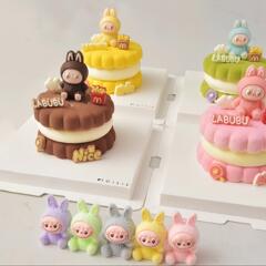 拉布布labubu儿童生日蛋糕装饰卡通摆件emoji表情拉布布蛋糕插件