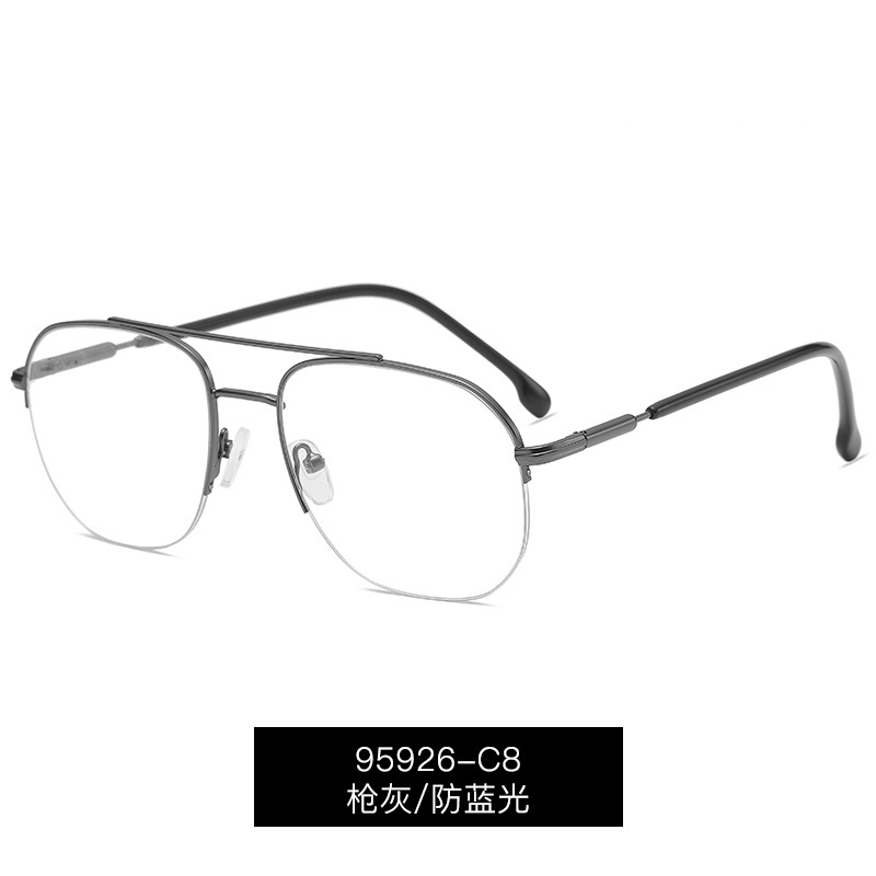 95926 Comercio exterior tendencia medio marco gafas marco hombres y mujeres mismo metal anti-azul gafas de luz puede ser equipado con gafas de miopía