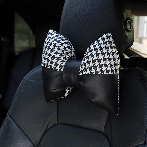 Car headrest and lumbar support Butterfly houndstooth car comfortable pillow and neck pillow Fashion classic car cushion