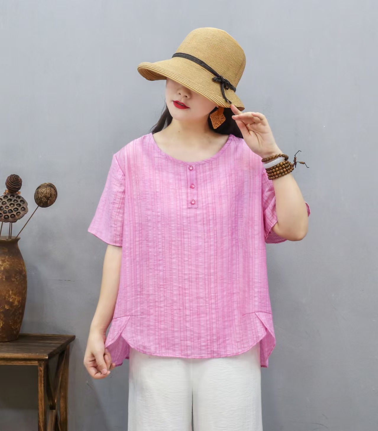 Transfronterizo 2025 primavera y verano nueva camiseta de mujer china impresa de manga corta camiseta de mujer de verano collar redondo literatura y arte image 12