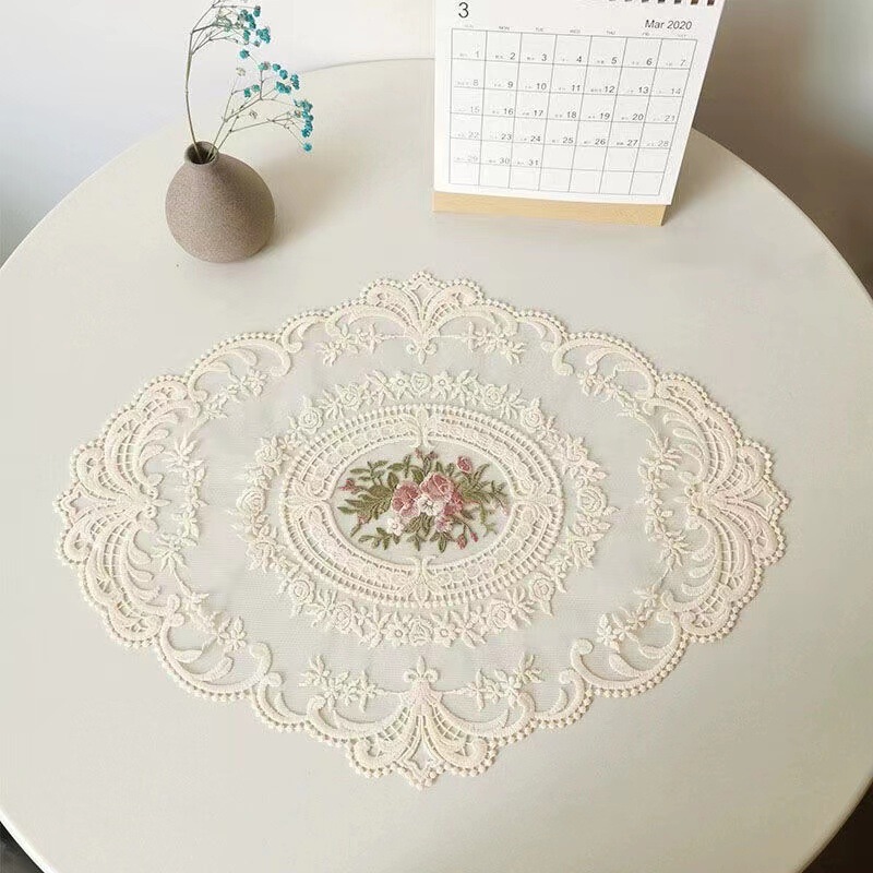 Size Full Three Size Placemat Embroidered Mesh Coaster Bedside Cabinet Decorative Mat Shooting Background Props