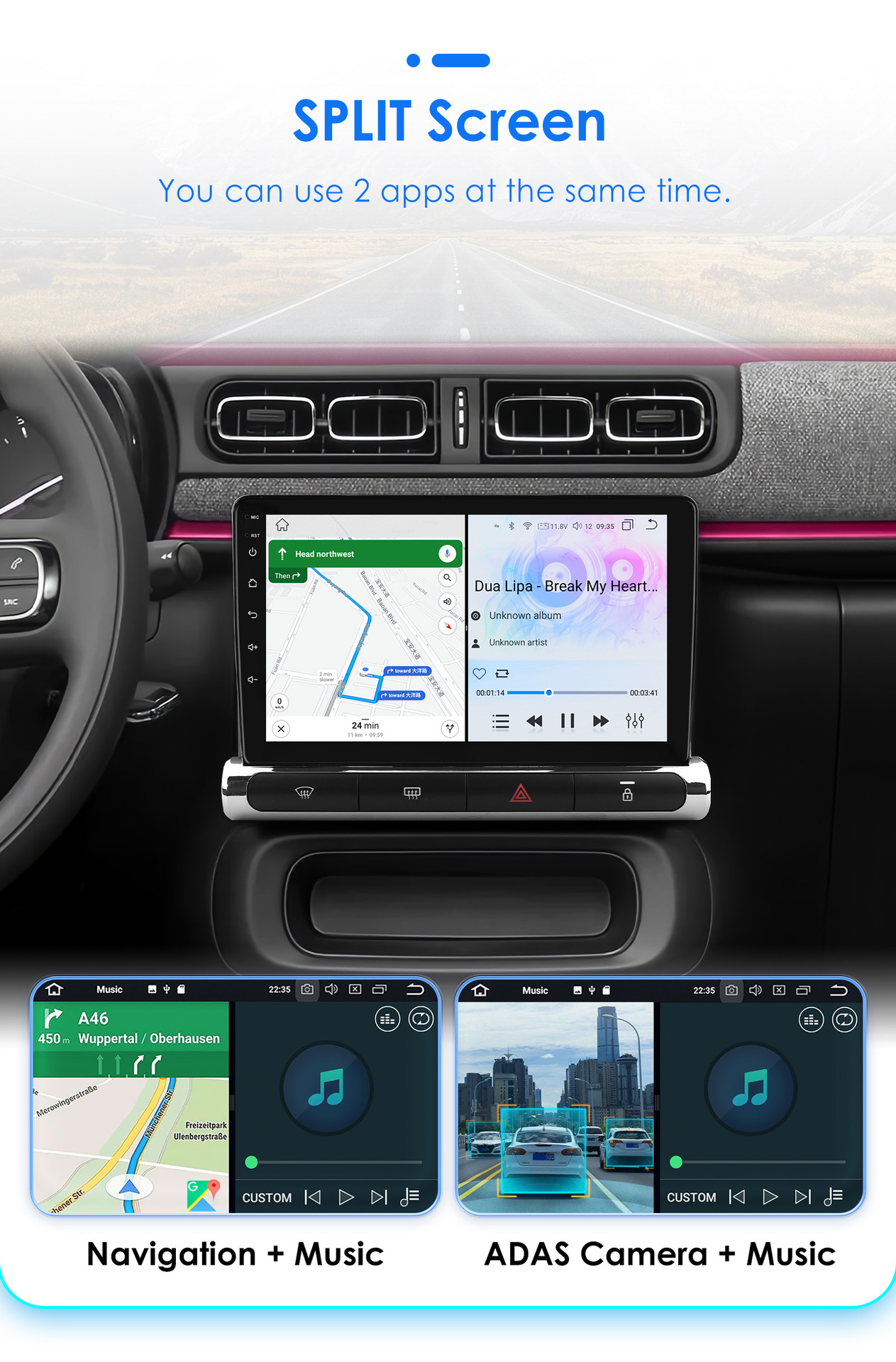 9 inch is suitable for 17-23 Citroen C3 Android intelligent large screen car reversing image navigator all-in-one machine