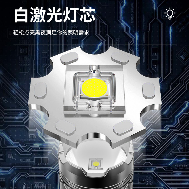 LCD pantalla digital linterna de aleación de aluminio telescópica zoom láser linterna de largo alcance brillante luz fuerte linterna portátil