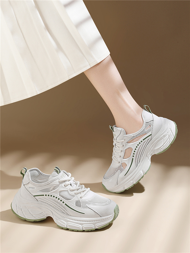 Giày sneaker nữ đế dày mùa hè 2025 đa năng đế mềm êm chân — 7252 gót xanh cao 5cm, 7252 màu xám gót cao 5cm