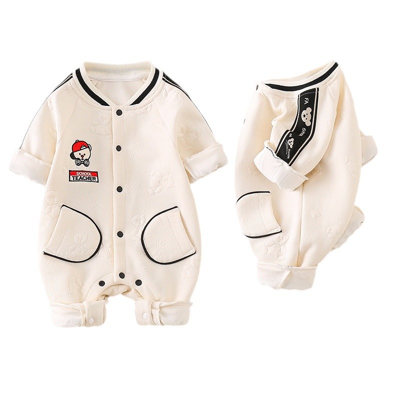 Bebé niños y niñas otoño cálido mono de dibujos animados bebé 0-1 años de edad doble capa mameluco estilo coreano mameluco
