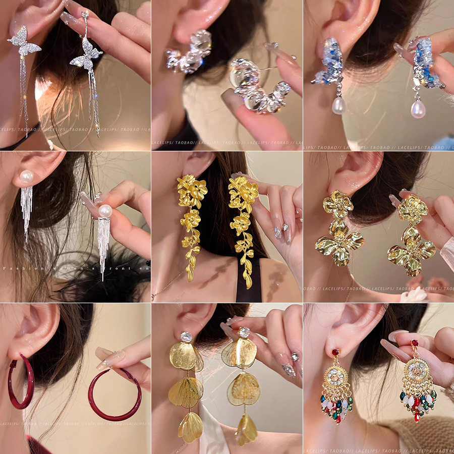 2024 new light luxury tassel earrings special-interest design earrings high sense all-match fashion trendy earrings for women