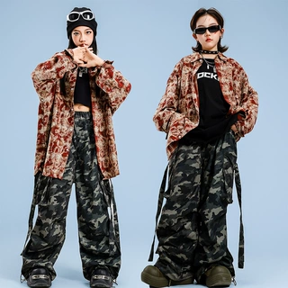 街舞少儿潮服嘻哈格子套装男女孩hiphop童服炸街走秀表演出服套装
