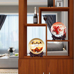 Jingdezhen ceramics good luck hanging plate decorative plate Chinese style home living room wine cabinet entrance sitting plate ornaments