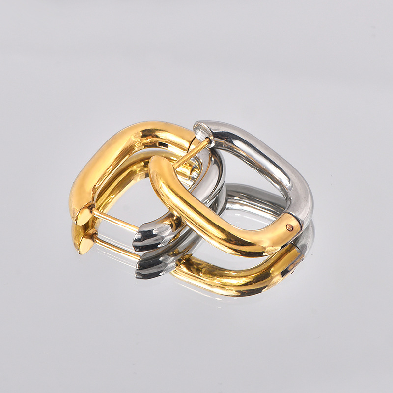 1 Paar Einfacher Stil Pendeln U-Form Überzug Titan Stahl Ohrringe display picture 1