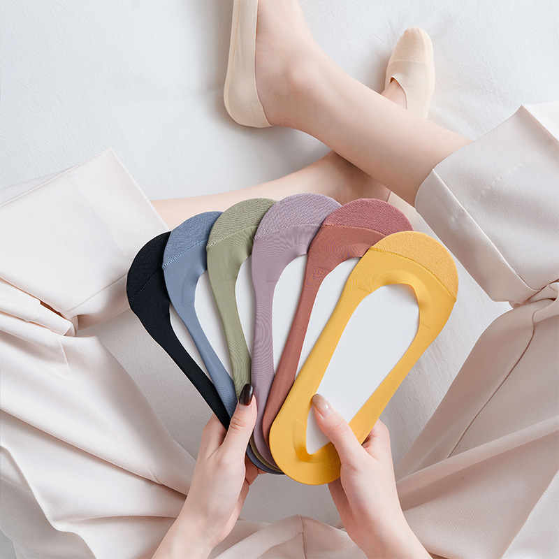 Ice Silk Boat Socks Women's Summer Thin Non-Slip Non-Dropping Heel Bottom Short Socks Women's High Heels Shallow Mouth Invisible Socks
