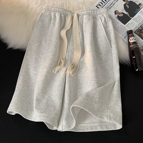 Pure Color Drawstring Sports Shorts for Men, Summer Versatile Fashion Loose Casual Youthful Energetic Five-Pocket Underwear