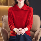 2025年秋冬新款山羊绒翻领针织衫女爱心刺绣软糯保暖套头羊毛衫,女装针织衫/毛衣,妃慕昵服饰,