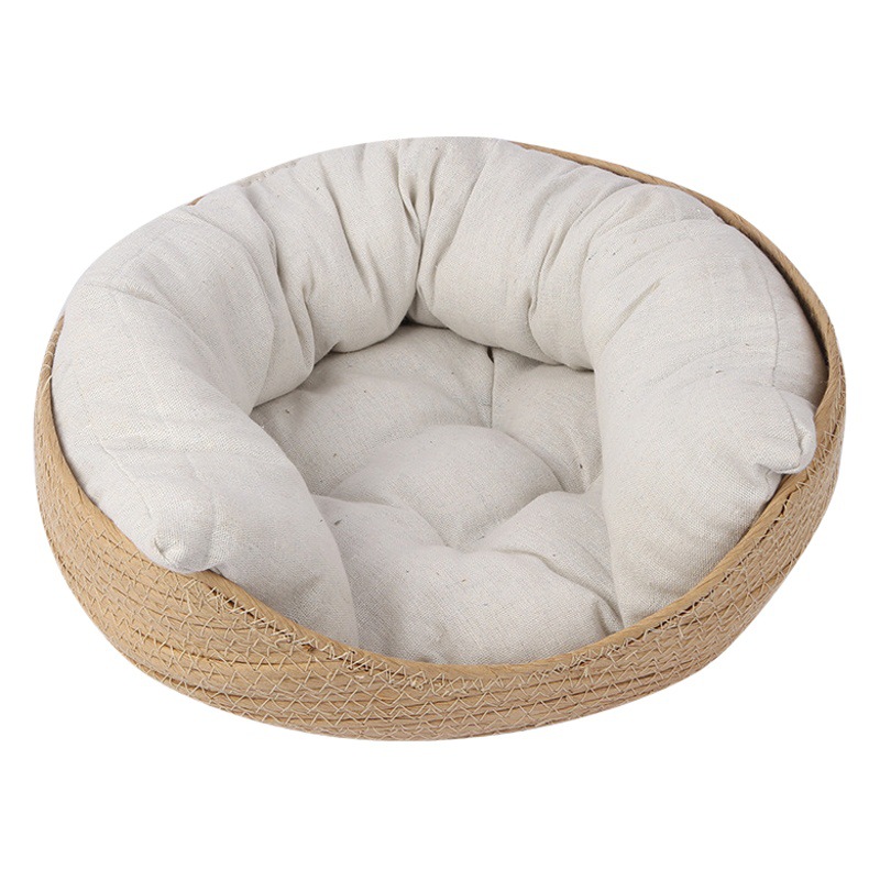 [Fábrica] estilo simple ratán nido de gato nido tejido a mano cuatro estaciones universal gato tablero del rasguño hogar gato y perro suministros nido de mascotas