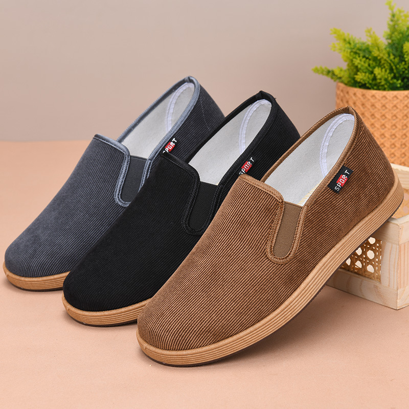 Old Beijing Cloth Shoes Men's New Spring Men's Shoes Handmade Shoes One-Leg Dad Shoes Soft Sole Middle-Aged and Elderly Men's Cloth Shoes