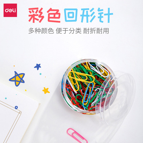 Deli 0038 Paperclips Colored Paperclips 30mm Barrel 160 Paperclips/Box