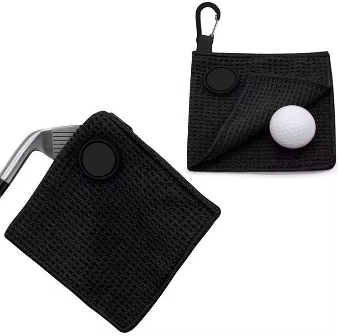 Magnetic ball towel magnet golf microfiber towel pineapple embroidery printed magnet rod towel