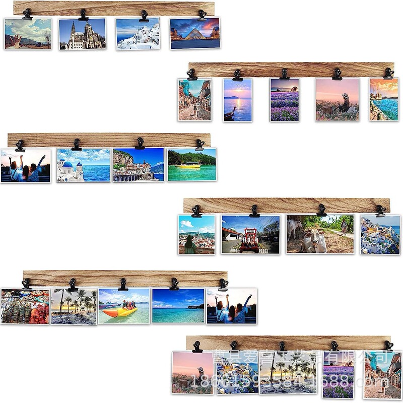 Wooden wall hanging photo frame with 27 clips decorative collage photo frame photo display photo frame wall hanging decorative photo frame