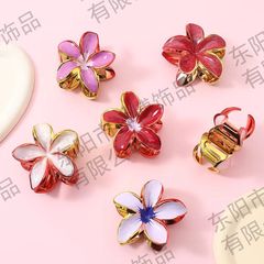 浪漫鸡蛋花抓夹女彩色花朵塑料发夹后脑勺大发量韩系发饰设计百搭