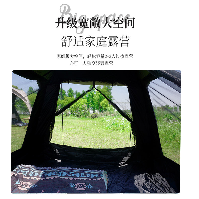 Carpa de vinilo, cortina de aire libre, equipo de camping, tienda de acampamiento de apertura rápida, tienda plegable de cuatro lados, tienda de acampamiento a prueba de lluvia, protector solar grueso