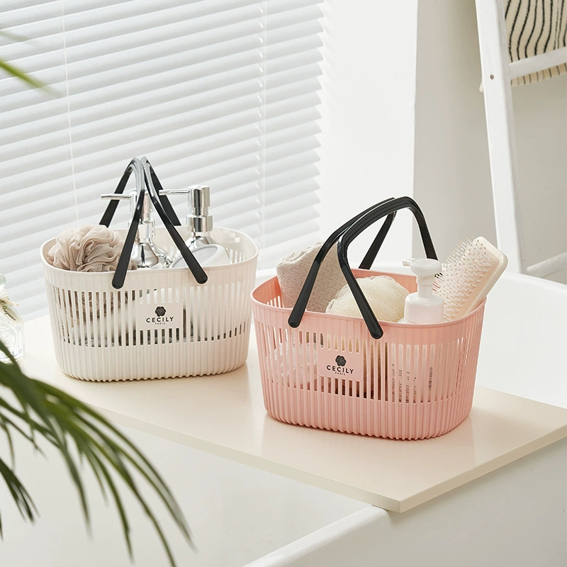Полосатая корзина для ванны портативная корзина для хранения туалетных принадлежностей пластиковая корзина для спальни корзина для хранения корзина для ванны