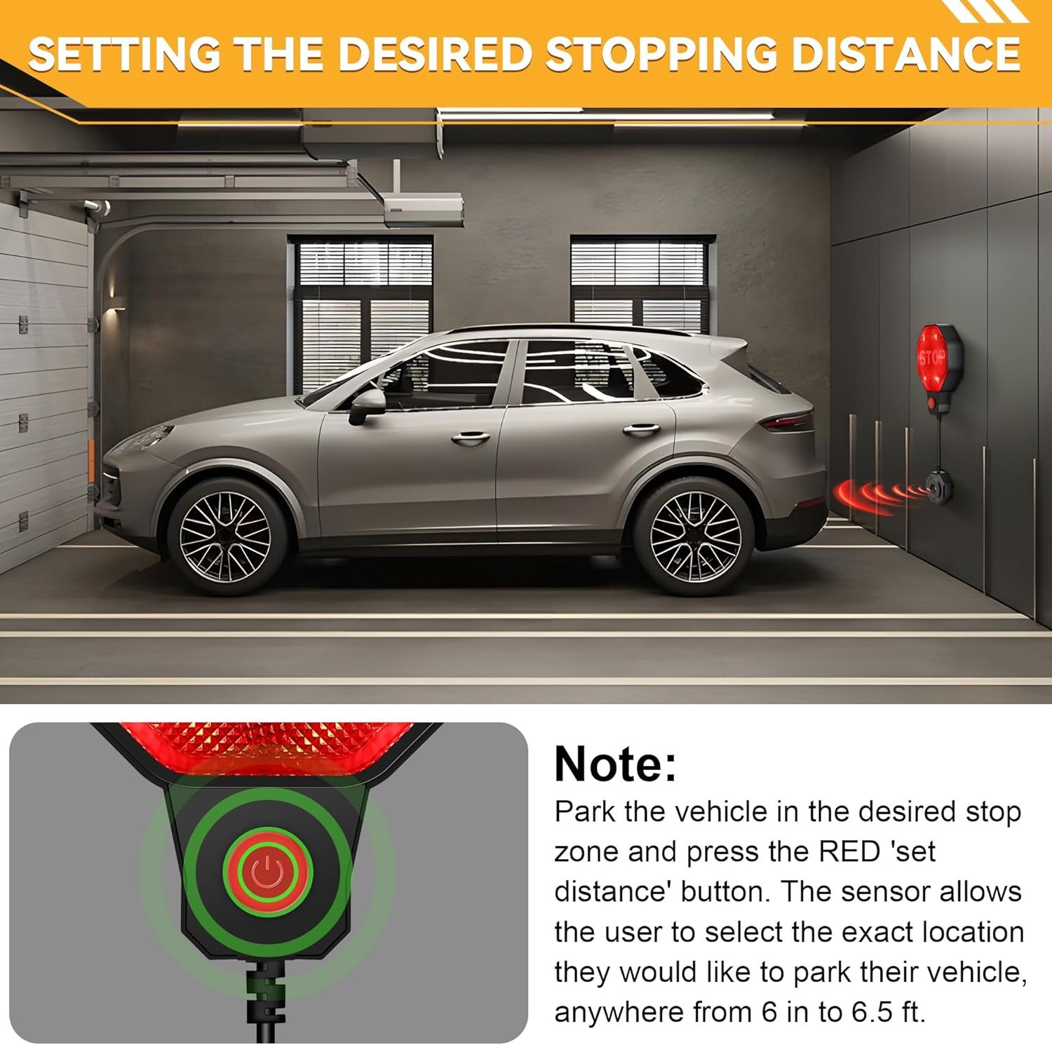 Adjustable Garage Parking Sensor Aid with Led Indicator Dual Power Rotary Connector