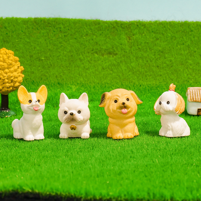 Micro paisaje decoración de resina cachorro animal muñeca de escritorio coche de dibujos animados muñeca pequeña decoración accesorios de manualidades