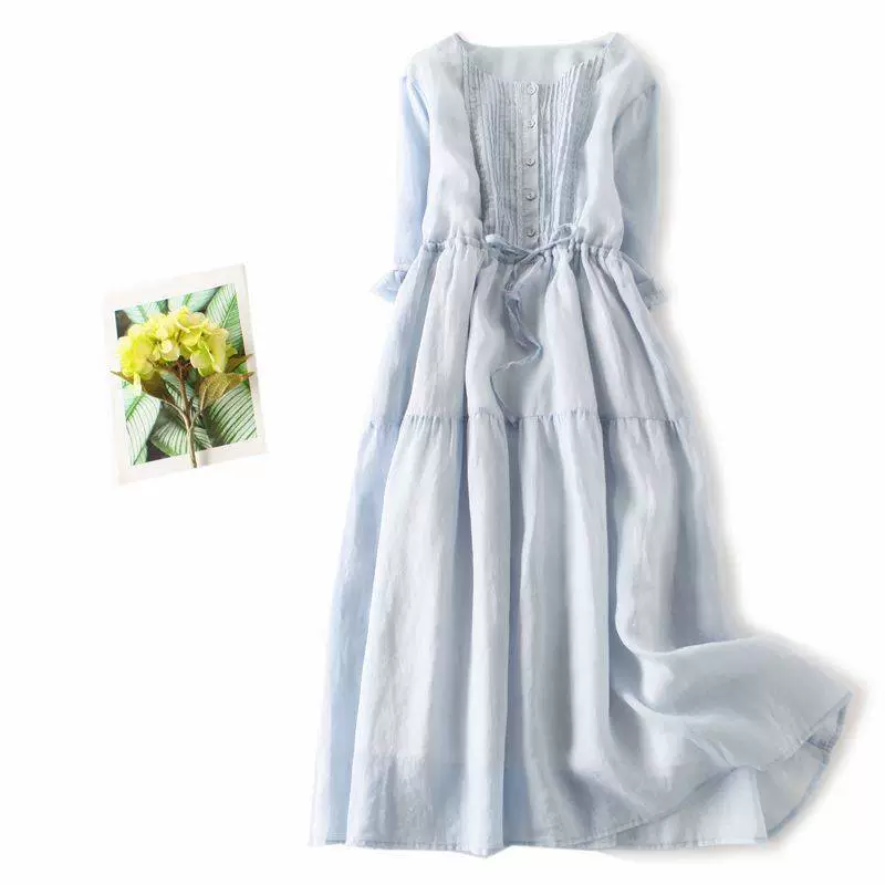 Экспортная юбка из рами свободного кроя, художественная, с завязками, утягивающая, средней длины, элегантная, в стиле феи.