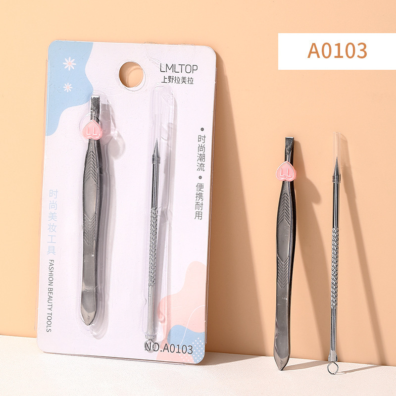 LMLTOP cejas de acero inoxidable abrazadera de cejas planas oblicuas pinzas de extracción de cabello pinzas de cejas falsas clip auxiliar