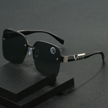 新款水晶玻璃无框打孔太阳镜 墨镜 时尚大框平光镜 网红爆款 舒适