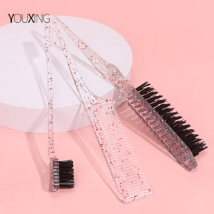 Hair styling comb brush three-piece set double eyebrow brush hair comb partition pointed tail comb transparent hair comb set