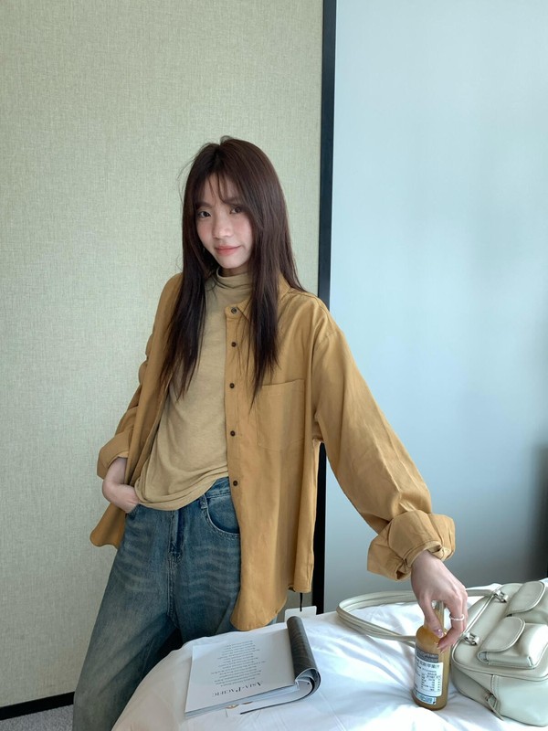 KITTIN 2025秋季新款韩系复古雾面灯芯绒口袋翻领长袖衬衫女I8809|undefined
