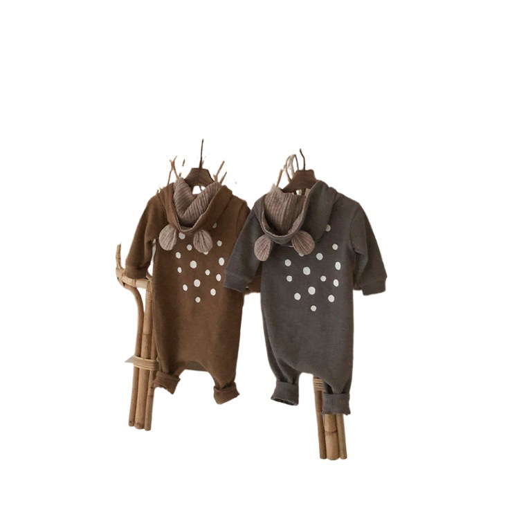 INS estilo coreano primavera y otoño bebé lindo mono Outwear bebé ciervo con capucha mameluco recién nacido abrigo moda
