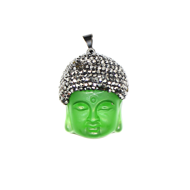 30g Weight Pendant Jewelry Making Type 1 Piece Quantity Daily Occasion glass Material Portrait, Buddha head Pattern Unisex Gender Retro Style 1 Piece Glass Portrait Buddha Head Pendant 3