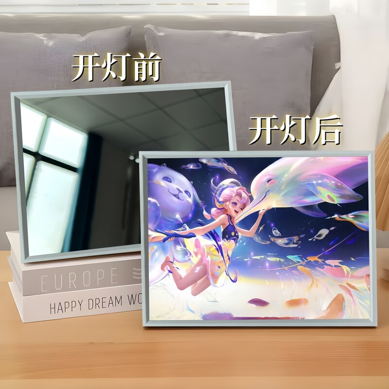 King of Glory 孫悟空 Han Xin Kai ミラーライト絵画ナイトライト絵画デスクトップフォトフレーム装飾品雰囲気ライトギフト|undefined